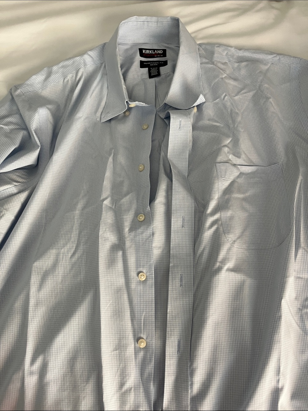 Kirkland Signature Light Blue Micro-Check Dress Shirt